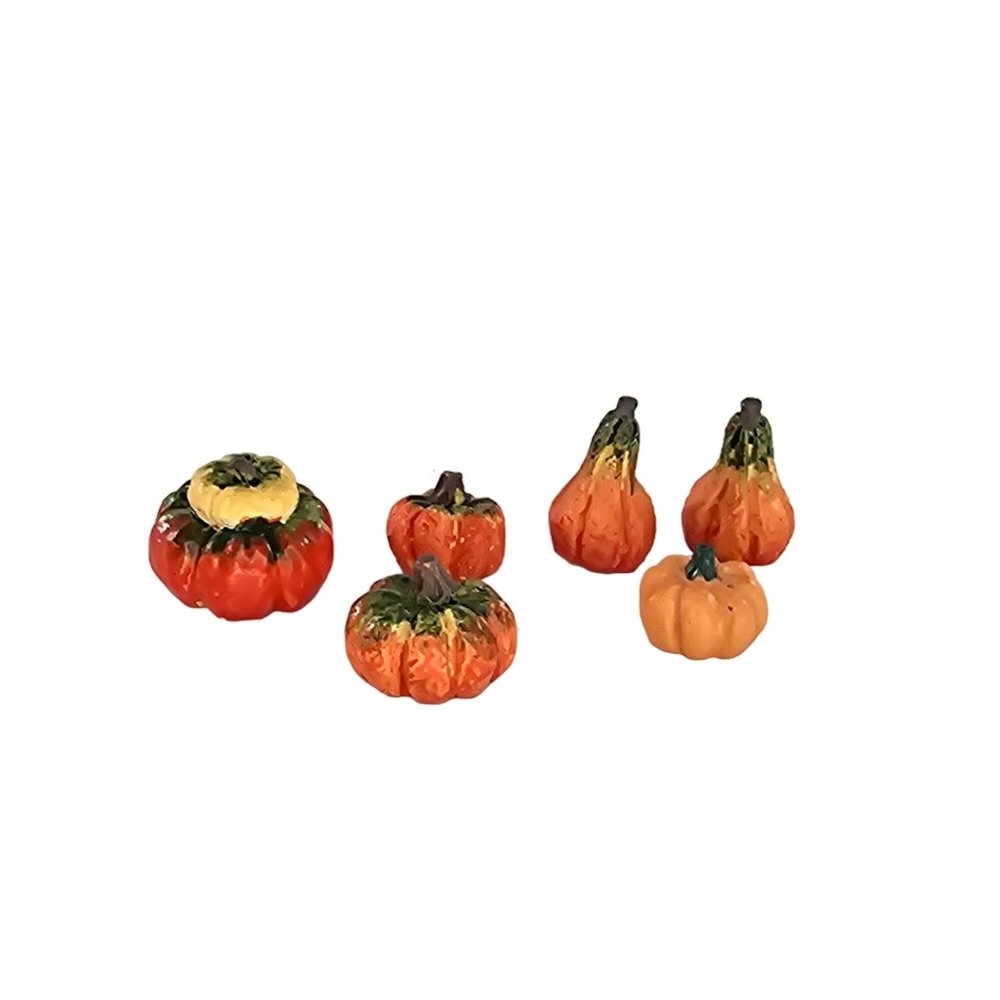 Vintage Lemax Sized Pumpkins Gourds Halloween Fall Decor Set of 6